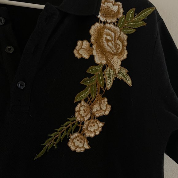 Zara Men's Embroidered Floral Polo Shirt - Size S - Picture 3 of 5